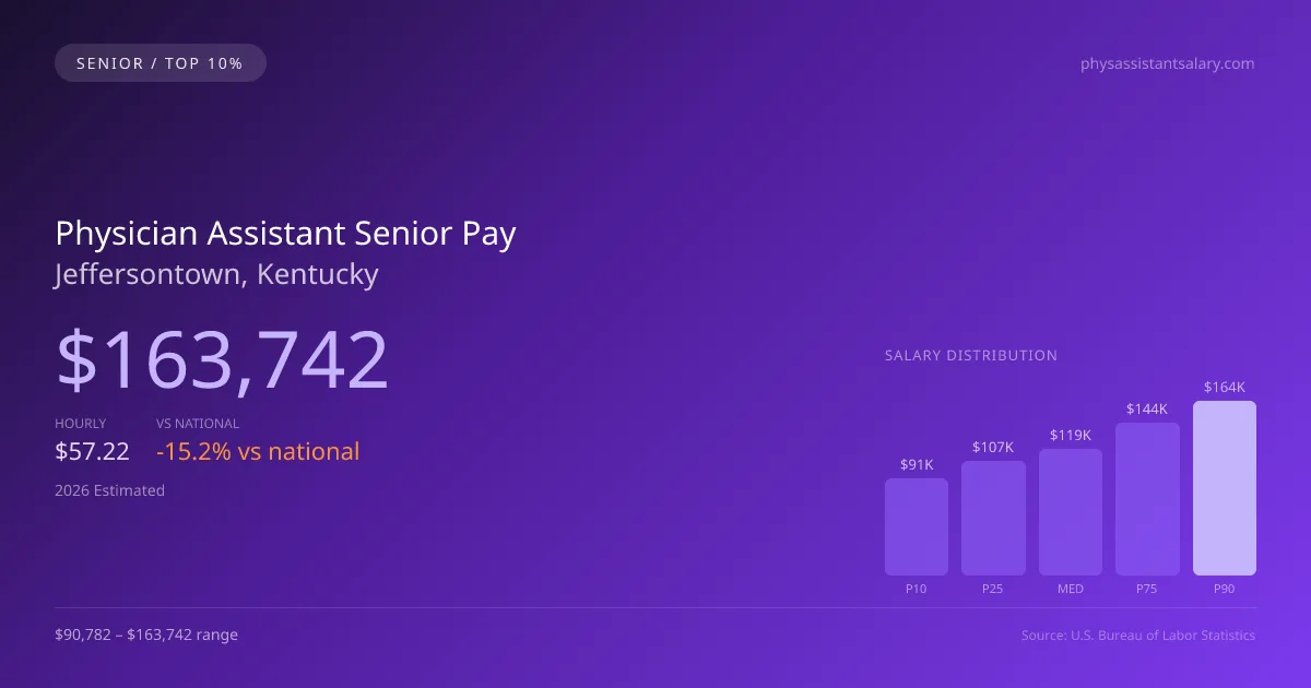 Physician Assistant Senior Salary in Jeffersontown, KY — 2026 est., based on 2025 BLS