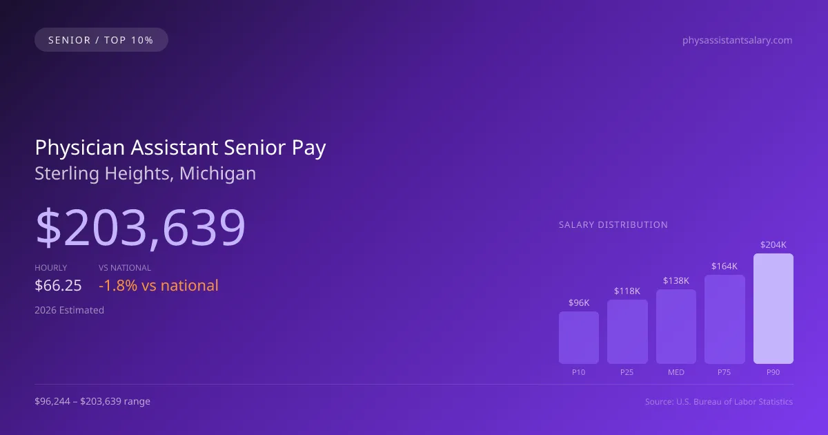Physician Assistant Senior Salary in Sterling Heights, MI — 2026 est., based on 2025 BLS