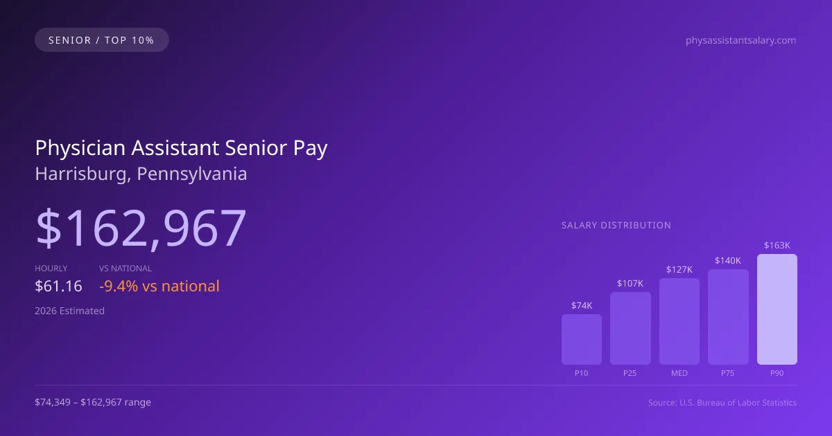 Physician Assistant Senior Salary in Harrisburg, PA — 2026 est., based on 2025 BLS
